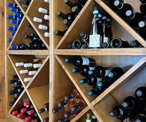 bottles of wine on display
